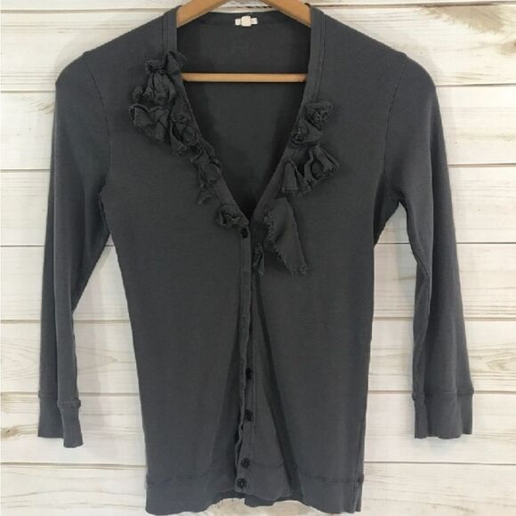 J. Crew gray charcoal button down cardigan - Picture 2 of 5